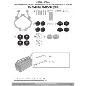 Kit de anclajes Givi A7054A para SYM Symphony 50 / 125 / 200 (2015-2019)