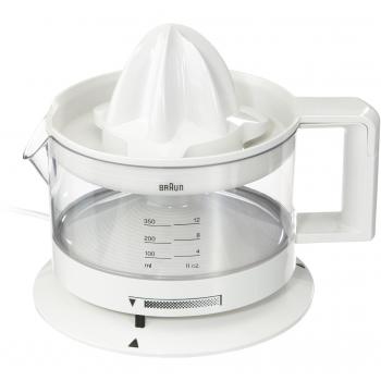 Braun - Exprimidor Mpz6, 20W, 0.35L, Doble Sentido, Regulador De Pulpa, Jarra Transparente, Blanco.