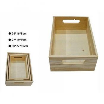Set de 3 Cajas de Madera Natural con Decoupage Matryoshka