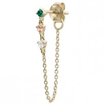Pendiente Piercing Alanya de Plata 925 con Baño de Oro 18K y Circonitas
