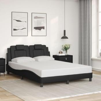 Cabecero de cama 120x200 cm en cuero sintético negro con estructura sin colchón vidaXL