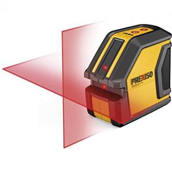 Nivel láser de cruz autonivelante PLC15 - Prexiso, autonivelante, fácil de usar, con línea horizontal y vertical, alcance de hasta 20 metros, precisión de ± 0.5 mm/m, incluye soporte magnético