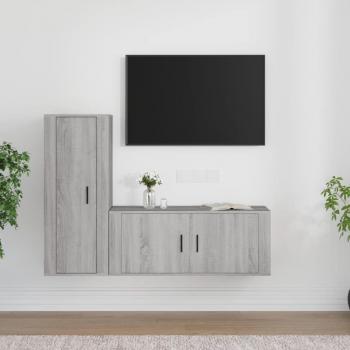Juego de muebles para TV 2 piezas gris Sonoma madera compuesta