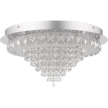 Plafón Diseño Essonne Cromo 1 bombilla 27cm con características de luz LED, diseño grande, acabado en cromo y detalles en cristal