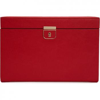 Wolf Palermo Red Leather Jewelry Box with Lock Closure