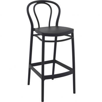 Victor Polypropylene Indoor and Outdoor Bar Stool - Black
