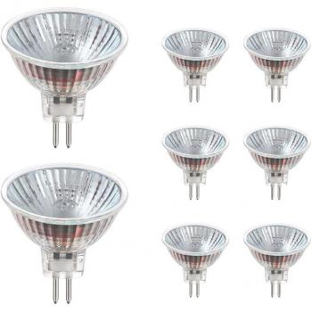 Vicloon MR16 / GU5.3 Lámpara Halogena, Bombilla Halogena 12V 50W, 50mm Diámetro, Blanco Cálido 2700K, GU 5.3 Base, 38 Grados, 800LM, regulable Luz Halógeno. Pack de 8 unidades.