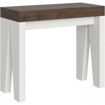 Consola extensible 90x40/300 cm Naxy Mix Nogal y Estructura Fresno Blanco