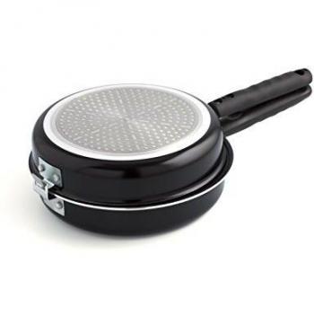 Quid Gastro Fun - Sartén doble para tortilla, 20 cm, aluminio estampado, color negro