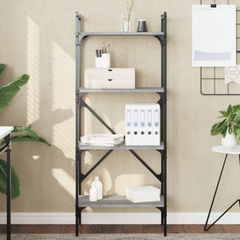 Librería de 4 estantes de madera ingeniería 56x31,5x138,5 cm en colores Negro, Roble Sonoma y Roble ahumado - Mueble de Almacenaje para Oficina, Estudio y Dormitorio