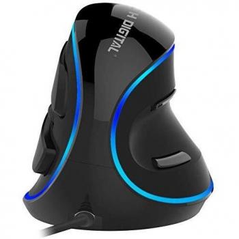 JTD Wired Vertical Mouse Ergonomic Optical Mouse 600/1000 / 1600 DPI Blue LED Light with Detachable Palm Rest for Office