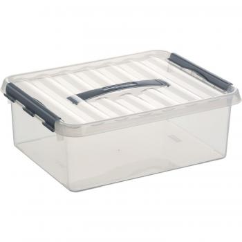 Caja de Plástico Q-Line 12 Litros, Transparente, DIN A4, 400 x 300 x 140 mm, Cierre Clip
