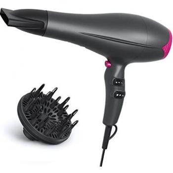 Secador de Pelo Profesional, Secador Iónico de 2200W con Peine, Boquilla Concentradora de Aire y Difusor, Thermoprotect 2 Velocidades y 3 Temperaturas, Botón de Aire Frío