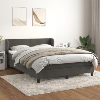 Cama box spring blanda con colchón de terciopelo gris oscuro 140x200 cm