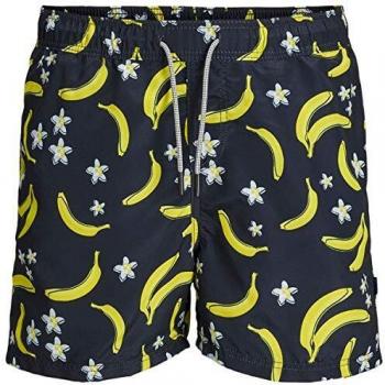 Jack & Jones Intelligence Aruba Fruit - Bañador para niño, Azul marino - amarillo, 152