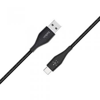 Belkin DuraTek Plus - Cable USB-C a USB-A con correa, cable USB a USB-C, cable USB Type-C, 1.2 m de largo, color negro