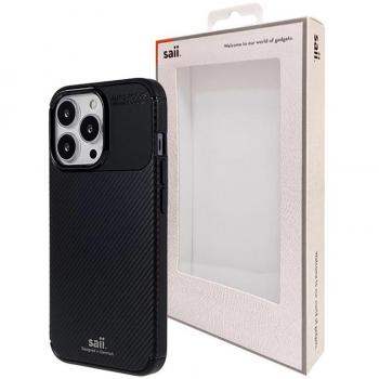 Carcasa de TPU Saii Fibra de Carbono para iPhone 13 Pro Max - Negro