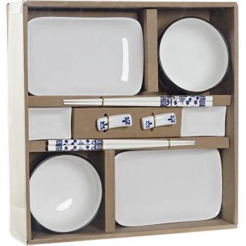 Set de sushi de lujo en porcelana y bambú con diseño oriental