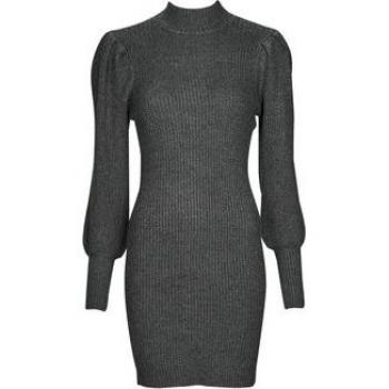 ONLY Vestido ONLKATIA L/S DRESS KNT NOOS, color gris oscuro melange, para mujer, de manga larga, tejido de punto
