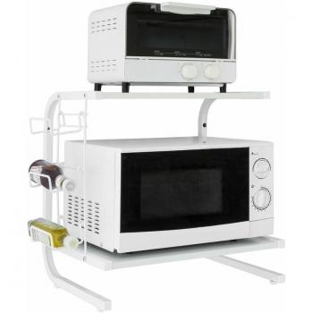 Soporte para Microondas SoBuy FRG092-W con 2 Estantes, Botellero y Diseño Compacto - Color Blanco 62x51x37cm