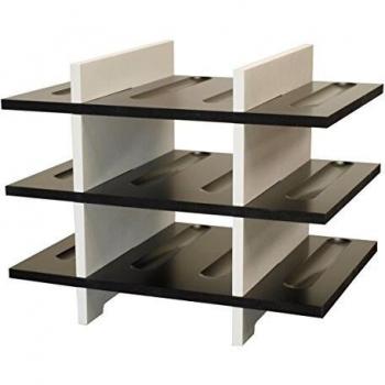 Expovinalia Botellero con 3 Filas para 12 Botellas, MDF, Blanco y Negro, 39x28x30 cm