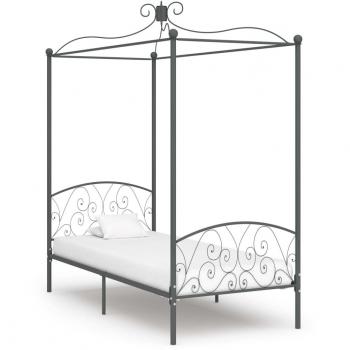 Día y Noche - Estructura de cama con dosel de metal gris 100x200 cm