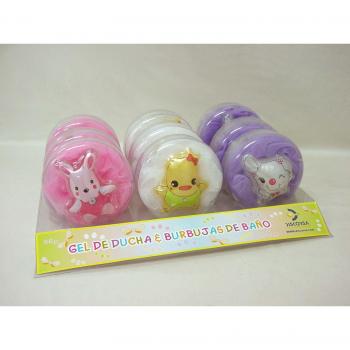 Desconocido Set 3 GELES DE BAÑO Gel DE Ducha Infantil 110 ML MUÑECO PVC Animal Variado