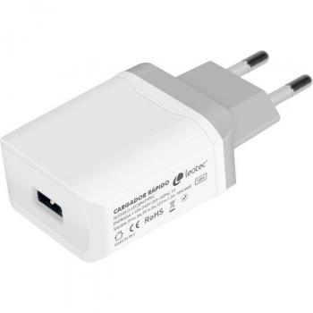 Cargador de Pared Leotec LECSPHTYPEC con Carga Rápida/ 1xUSB-A/ Salida 18W 3A + Cable Extraíble USB-A a USB Tipo-C de 1