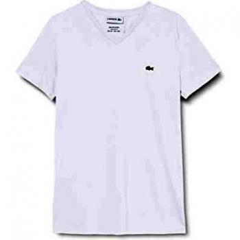 Lacoste Men's Regular Fit V-Neck T-Shirt in White (TH6710)