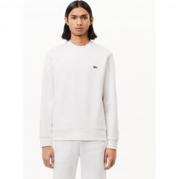 Sudadera Lacoste para hombre en algodón cepillado blanco ecológico