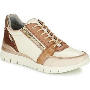 Pikolinos Cantabria W4R-6718 Zapatillas Bajas de Piel para Mujer en Color Nude con Cremallera Lateral y Cordones