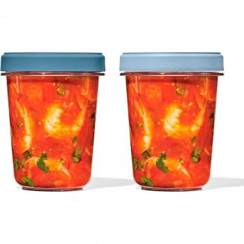 OXO Twist Stack 3-Piece Food Storage Container Set - Microwave, Dishwasher, Freezer Safe, Clear 946ml
