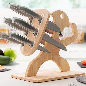 InnovaGoods IG814823 Set de Cuchillos con Soporte de Madera Spartan 7 Piezas