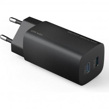 Cargador de pared doble USB-C 65W negro