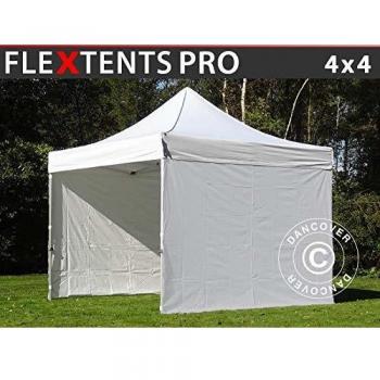 Carpa Plegable Impermeable FleXtents PRO 4x4m Blanca con 4 Laterales