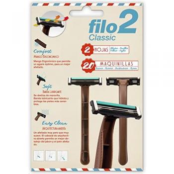 Pack 20 Cuchillas de Afeitar Filomatic Filo2 - Afilado Suave y Preciso para Piel Sensible - Colores Negro, Marrón y Verde