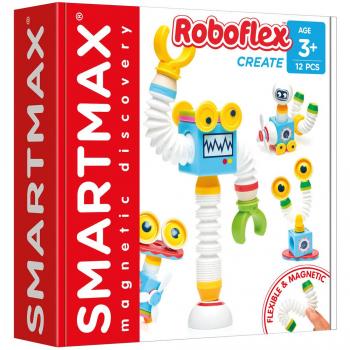 SmartGames Roboflex Create - Juguete educativo magnético flexible para niños a partir de 3 años, incluye 12 piezas en color blanco