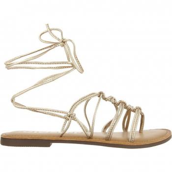 Sandalias planas de piel dorada con nudos y cordones para mujer de Gioseppo