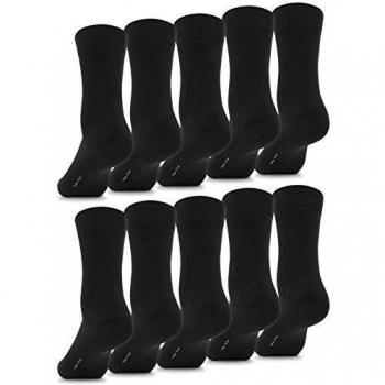 Fullluwaa Calcetines para Hombre y Mujer, 10/12 pares, Color Negro Algodón Cintura Larga Cómoda,35-38
