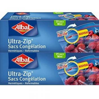 Albal Ziploc, Bolsas de Congelación, 2 Paquetes x 25 Unidades, 0,5 L