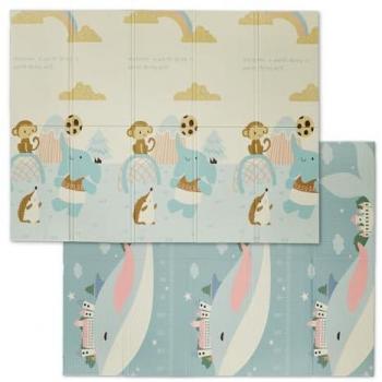 Alfombra de Juego Reversible para Niños con Animales, Colchoneta Gateo Lavable, 195x146 cm, Goma XPE, Multicolor
