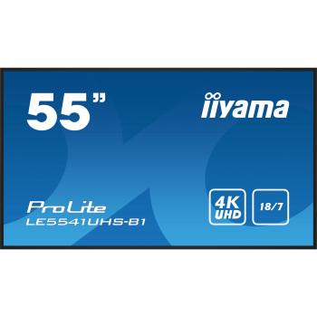 iiyama ProLite LE5541UHS-B1 55 4K UHD IPS Commercial Display, 3840x2160, 350 cd/m², 8ms Response Time, HDMI/VGA/RCA/LAN