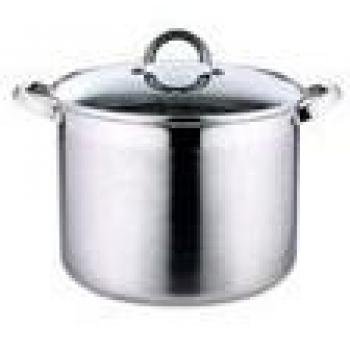 RENBERG Alexander | Olla de Cocina | Olla Alta de 32 x 25 cm y 20 Litros con Tapa de Cristal | Acero Inoxidable | Menaje de Cocina | Fondo Encapsulado de 5 Capas | Para Todo Tipo de Cocinas