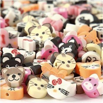 Cuentas de arcilla, D: 10 mm, animales, 200asstd
