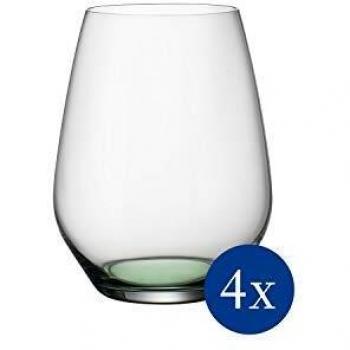 Villeroy & Boch Colourful Life Green - Juego de 4 vasos de agua, 420 ml, cristal, transparente/verde