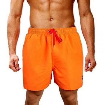 LK LEKUNI Bañador Hombre Pantalones de Playa con Forro con Cordón Traje de Baño Pantalón Ceñido_Naranja_L