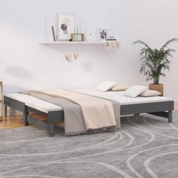 Sofá cama extraíble gris 2x(100x200) cm madera maciza de pino