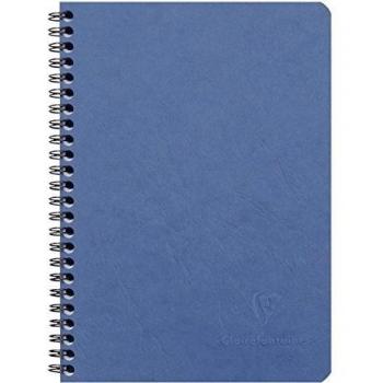 Clairefontaine 785324C Un Carnet à Spirale Bleu - A5 14,8x21 cm 100 Pages Petits Carreaux Papier Clairefontaine Blanc 90 g - Couverture Carte Lustrée Grain Cuir - Collection Age Bag