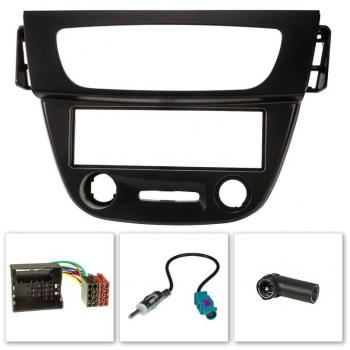 tomzz Audio 2445-032 Juego de embellecedores de radio compatibles con Renault Megane III a partir de 2008 Fluence a partir de 2009, color negro, con adaptador de antena Quadlock ISO Fakra, DIN ISO