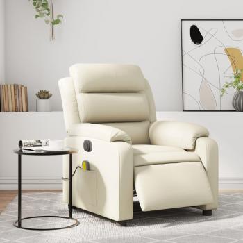 Sillón de masaje reclinable eléctrico de cuero sintético en color negro, crema y gris, ideal para dormitorio, cómodo y relajante